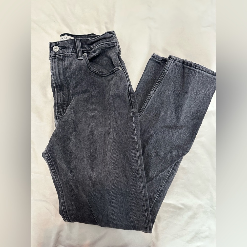 Abercrombie & Fitch Straight Leg Jeans in Washed Black